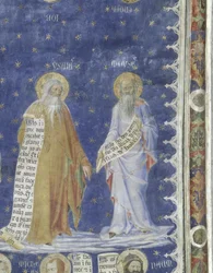 Die Propheten Fresko in der Salle de la Grande Audience (Der Audienzsaal), Detail darstellend die Propheten Moses und Jesaja, ca. 1344-45